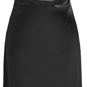 CIDER Womens Satin Dress Sleeveless Spaghetti Strap V Neck Ruched Side Slit Semi Formal Party Club Dresses