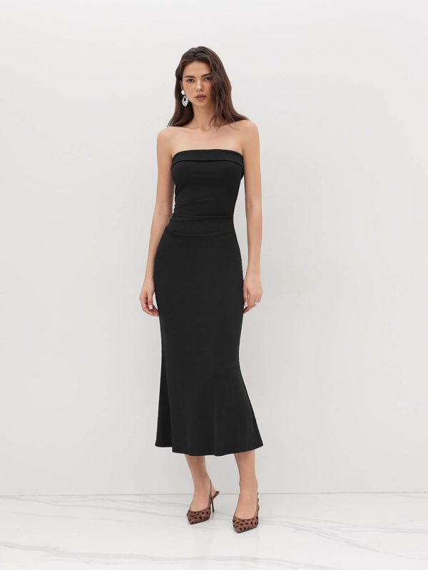 CIDER Womens Tube Dress Summer Maxi Strapless Bodycon Long Cocktail Party Club Dresses - Image 2
