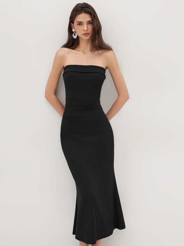 CIDER Womens Tube Dress Summer Maxi Strapless Bodycon Long Cocktail Party Club Dresses - Image 4