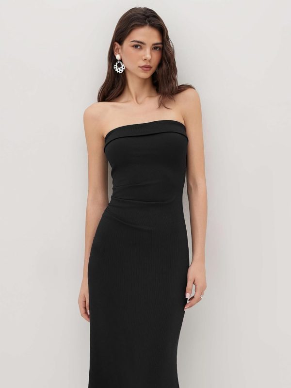 CIDER Womens Tube Dress Summer Maxi Strapless Bodycon Long Cocktail Party Club Dresses - Image 5