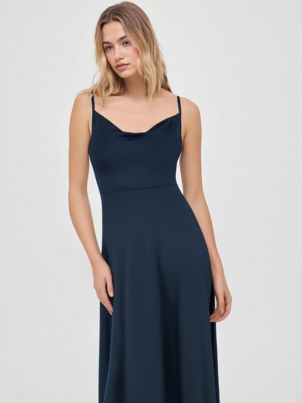 CIDER Summer Women's Spaghetti Strap Cowl Neck Cocktail Dress Ruched Sleeveless Formal Midi Dress Party Club Dress - Image 11