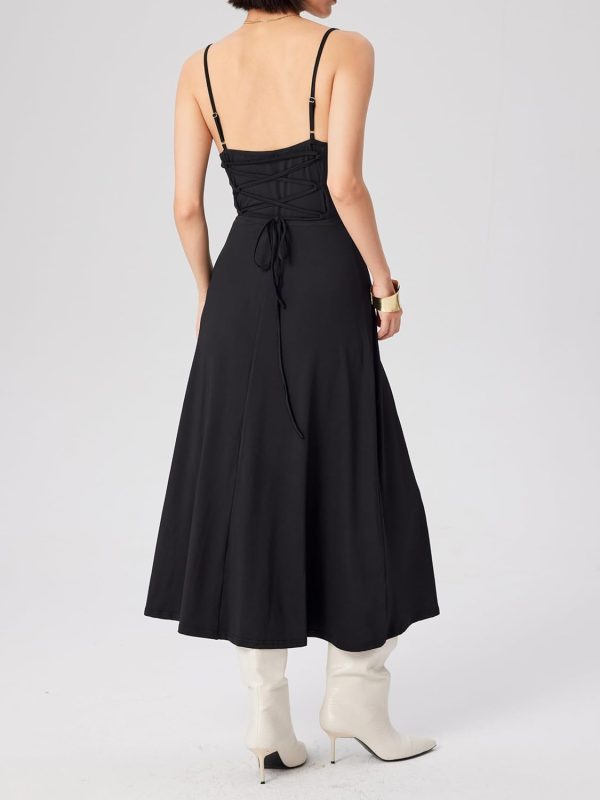 CIDER Summer Women's Spaghetti Strap Cowl Neck Cocktail Dress Ruched Sleeveless Formal Midi Dress Party Club Dress - Image 16