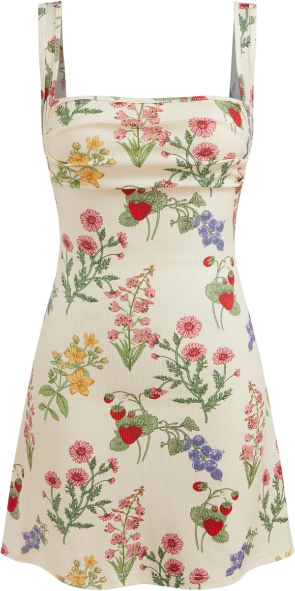 CIDER Women's Summer Floral Dress Square Neck Mini Dress Sleeveless Cute Sundress Party Dresses Trendy 2025