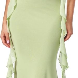 CIDER Formal Dresses for Women Wedding Guest Dresses Summer Maxi Dress Sleeveless Mesh Ruffle Cocktail Bodycon Dresses 2025