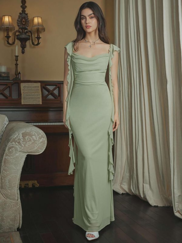 CIDER Formal Dresses for Women Wedding Guest Dresses Summer Maxi Dress Sleeveless Mesh Ruffle Cocktail Bodycon Dresses 2025 - Image 8
