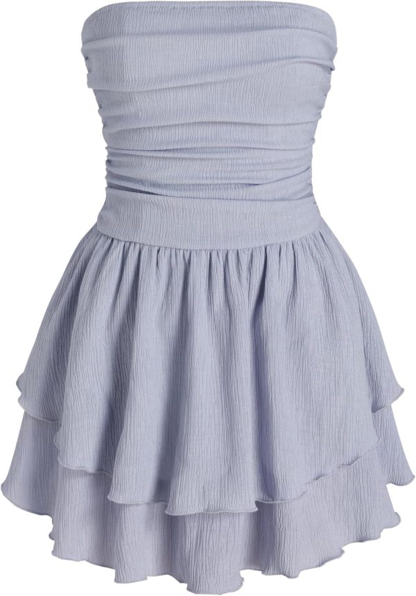 CIDER Women's Summer Cocktail Dress - Tube Ruched Ruffle Mini Dress - Image 8