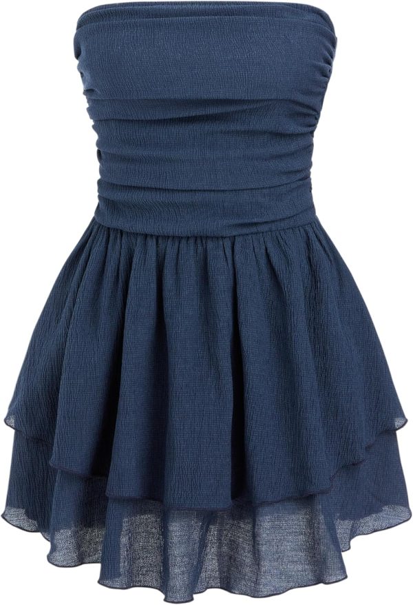 CIDER Women's Summer Cocktail Dress - Tube Ruched Ruffle Mini Dress - Image 13