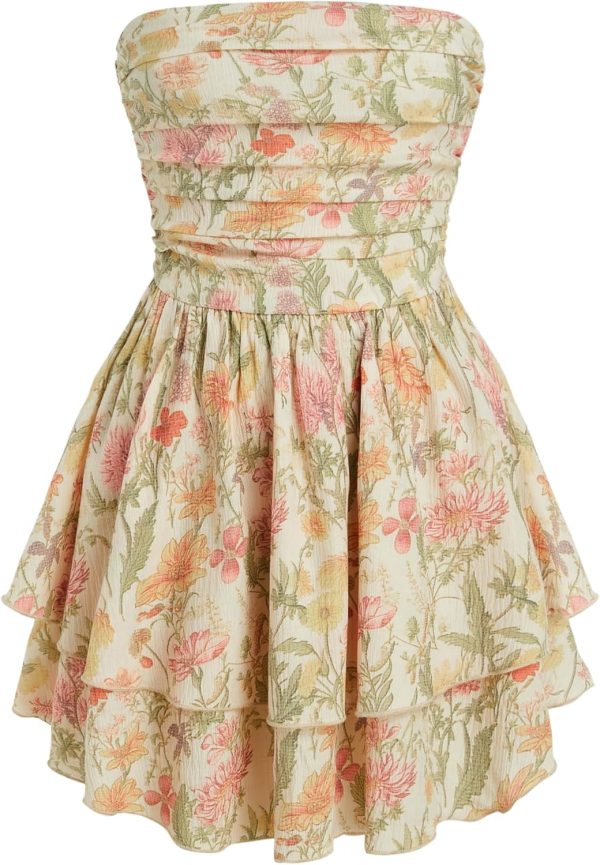 CIDER Women's Summer Cocktail Dress - Tube Ruched Ruffle Mini Dress - Image 30