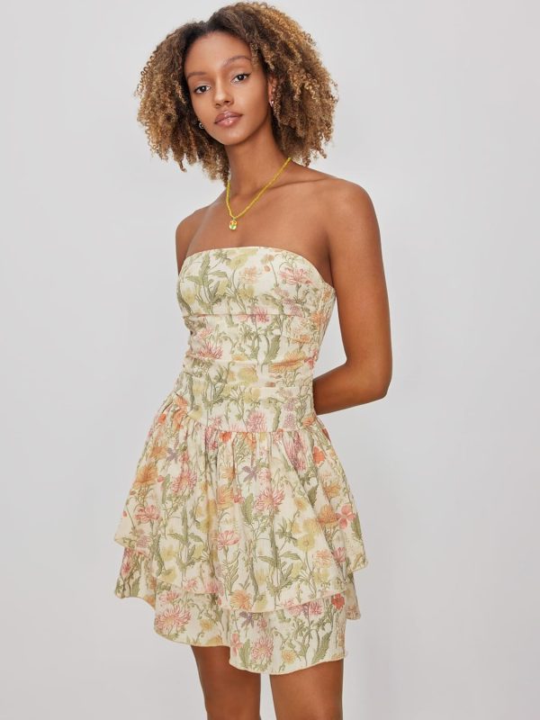 CIDER Women's Summer Cocktail Dress - Tube Ruched Ruffle Mini Dress - Image 32