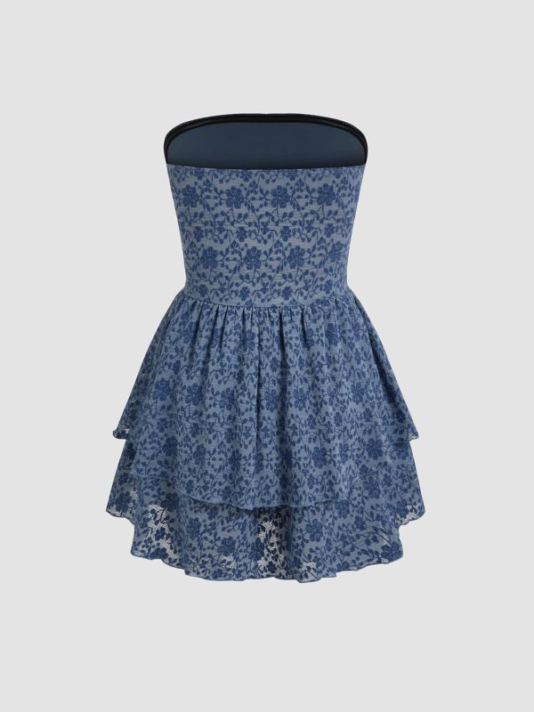CIDER Women's Summer Cocktail Dress - Tube Ruched Ruffle Mini Dress - Image 41