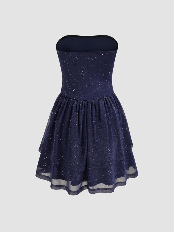 CIDER Women's Summer Cocktail Dress - Tube Ruched Ruffle Mini Dress - Image 72